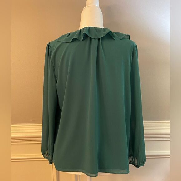 J.Crew Green ruffle V-neck top Size Large - Picture 3 of 7
